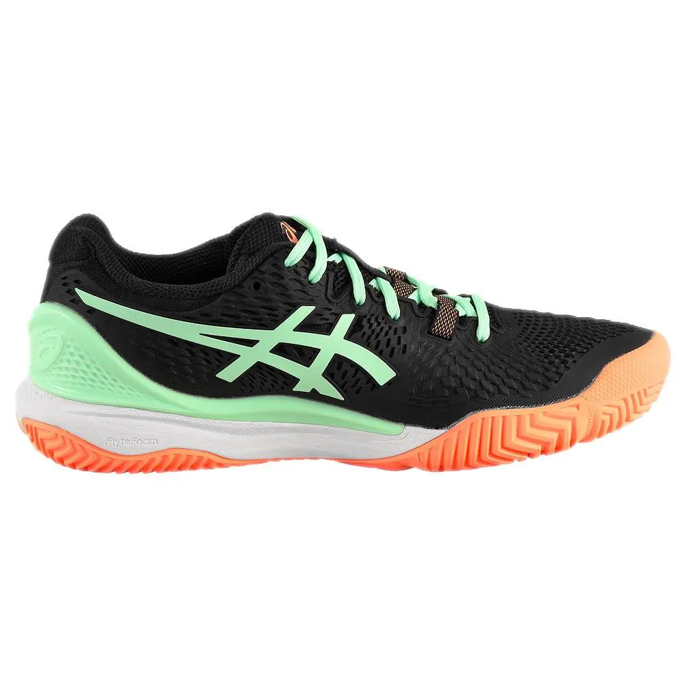 Asics Women's Gel-Resolution 9 - Padel - Black/Mint Tint Memory Foam Padding Durable Toe Protection