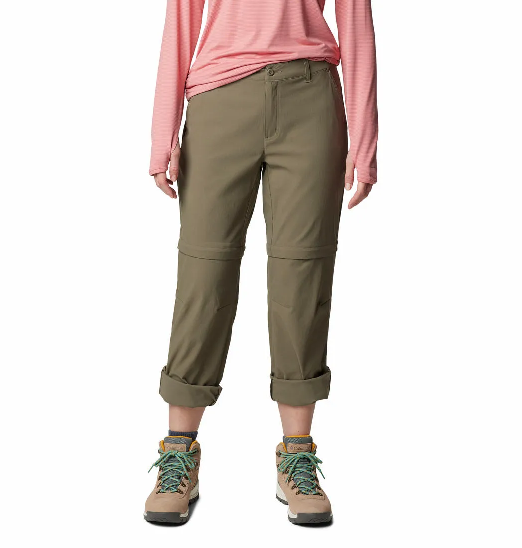 Columbia Women Green Leslie Falls Convertible Pant Heavy-duty Wear Easy Fit