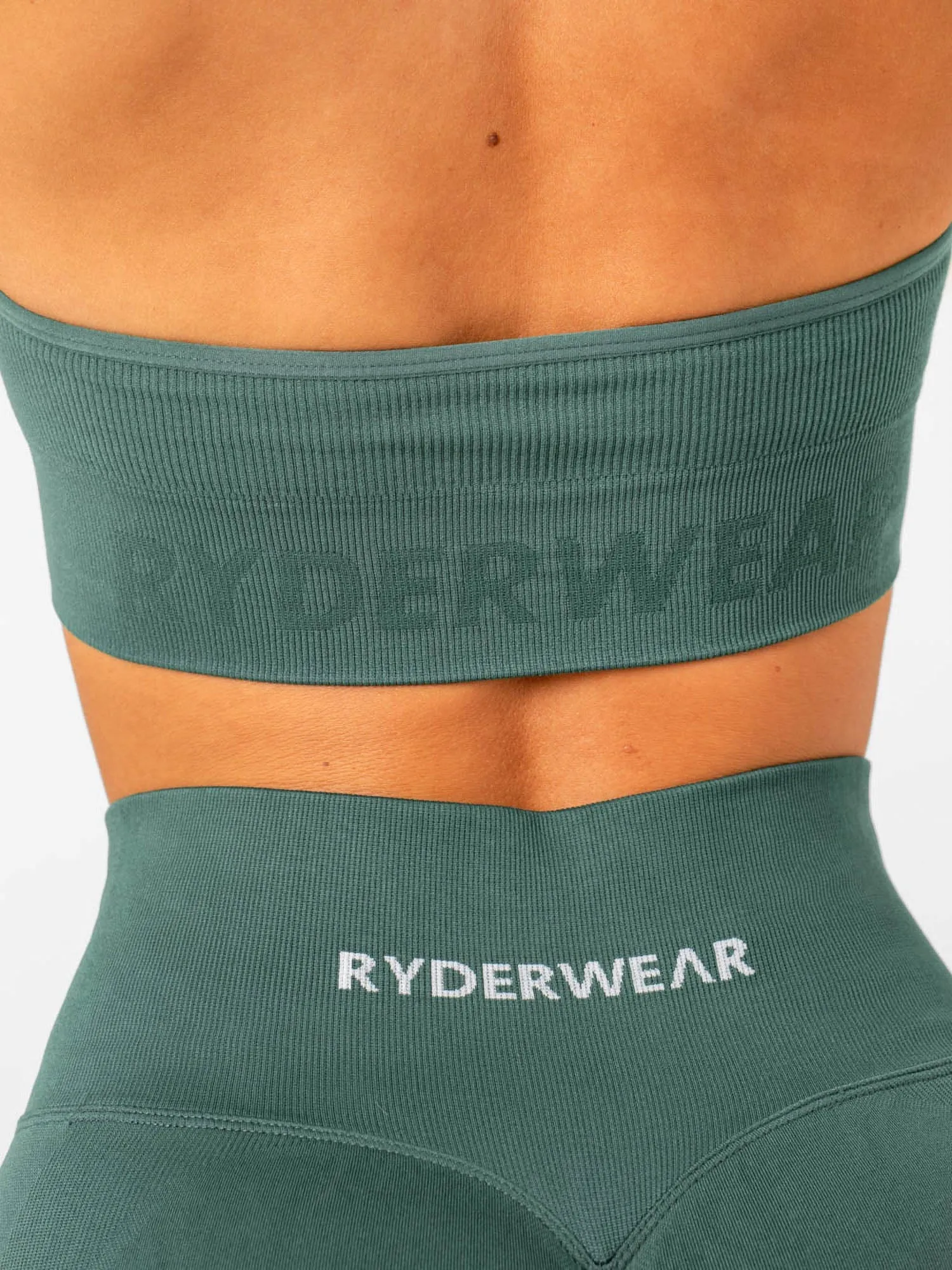 Tall size seams Comfortable Lift Rib Seamless Halter Sports Bra - Petrol