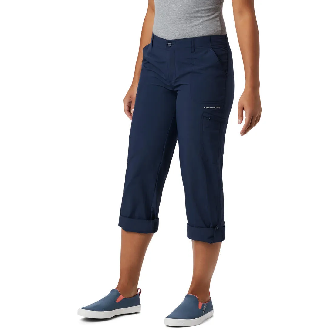 Columbia Women Blue Aruba Roll Up Pant (Sun Protection) Everyday Fit Sport Shorts Capri