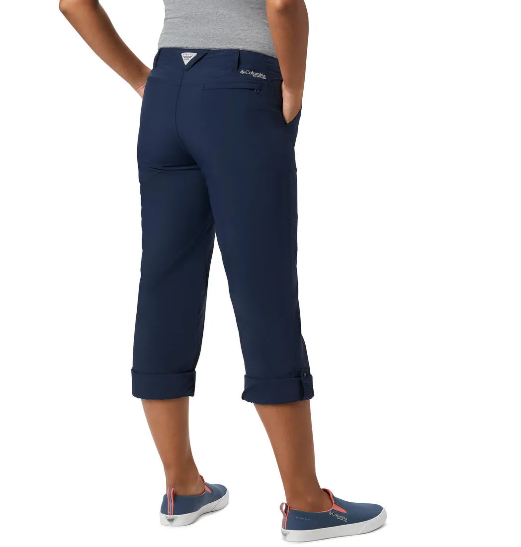 Flex Joggers Capri Reflective Logos For Visibility Columbia Women Blue Aruba Roll Up Pant (Sun Protection)