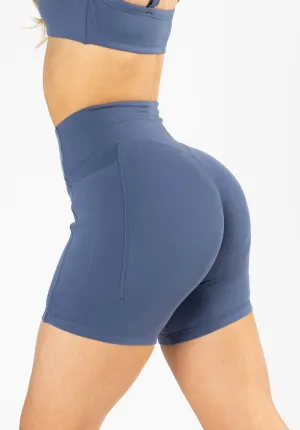 Reluna? Empower Sculptseam? Pocket Short 6?? Vintage Indigo Performance Wear Anti Odor Technology
