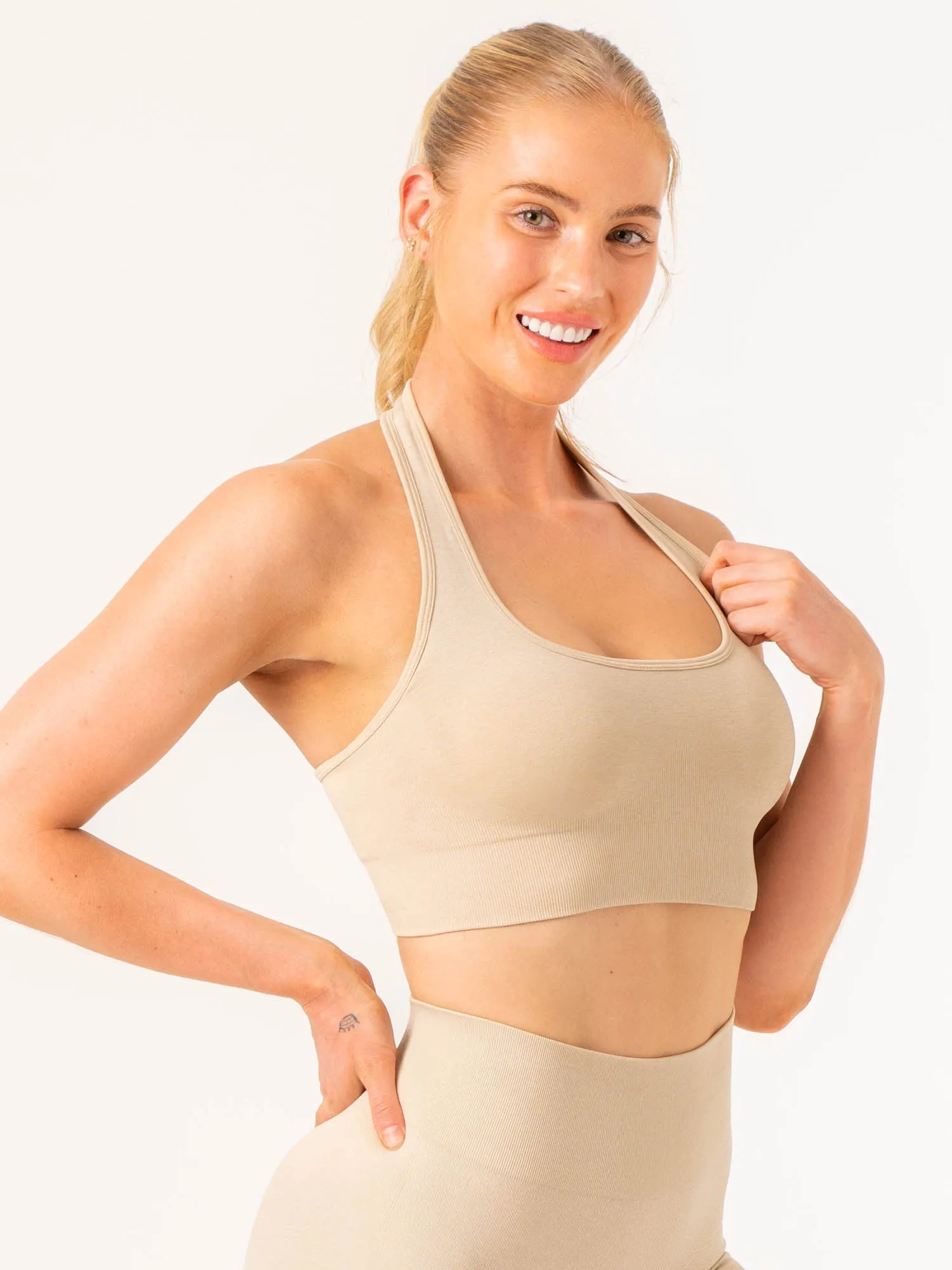 Joint Support Athletes in training Contour Halter Bra - Stone Marl