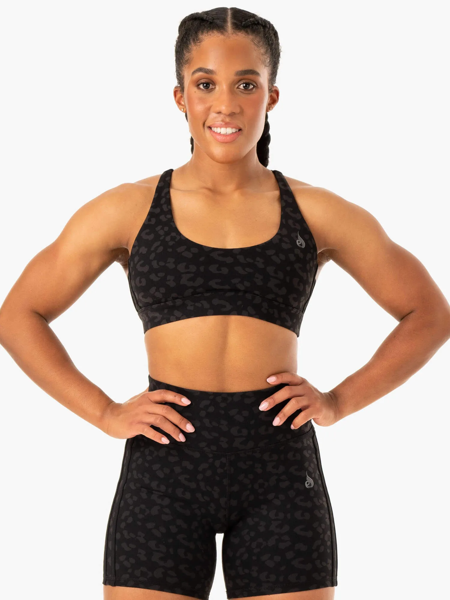 Evolution Sports Bra - Black Leopard Adjustable band