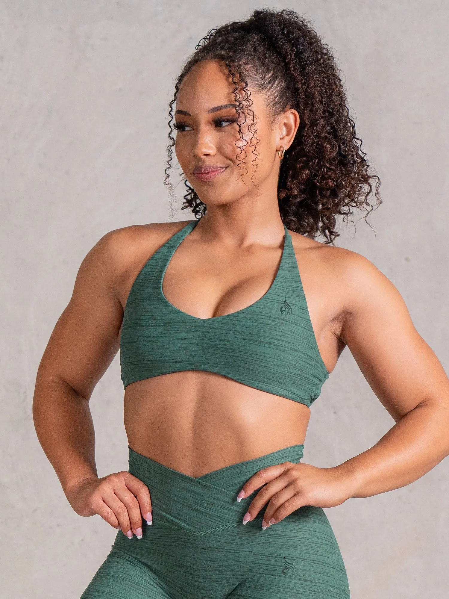 Icon Sports Crop - Fern Marl Luxury Shoulder support