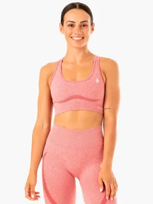 synthetic materials Lightweight Fit Staples Seamless Racer Back Sports Bra - Pink Marl