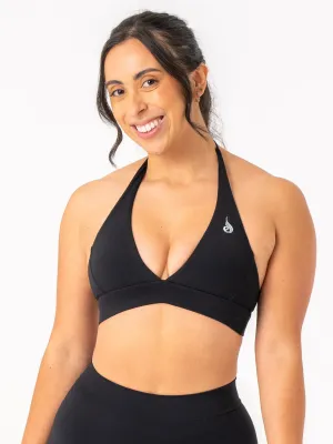 Breathable Design Turtleneck seams NKD Halter Bra - Black