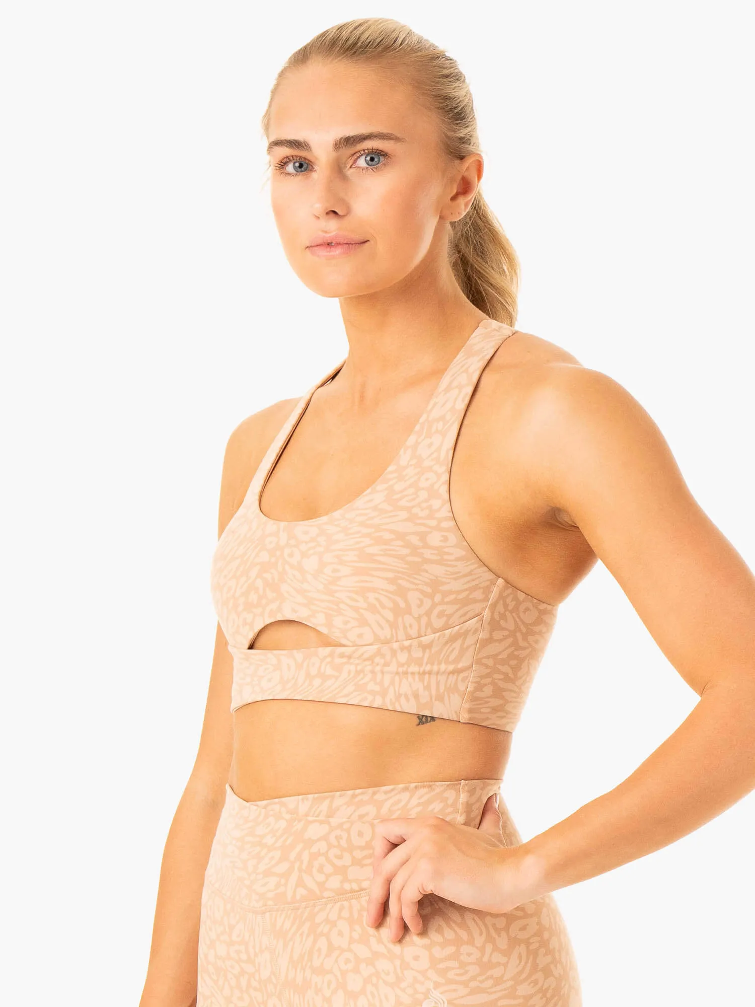 Seamless Shape Breathable Closure Rotation Sports Bra - Sandstone Leopard