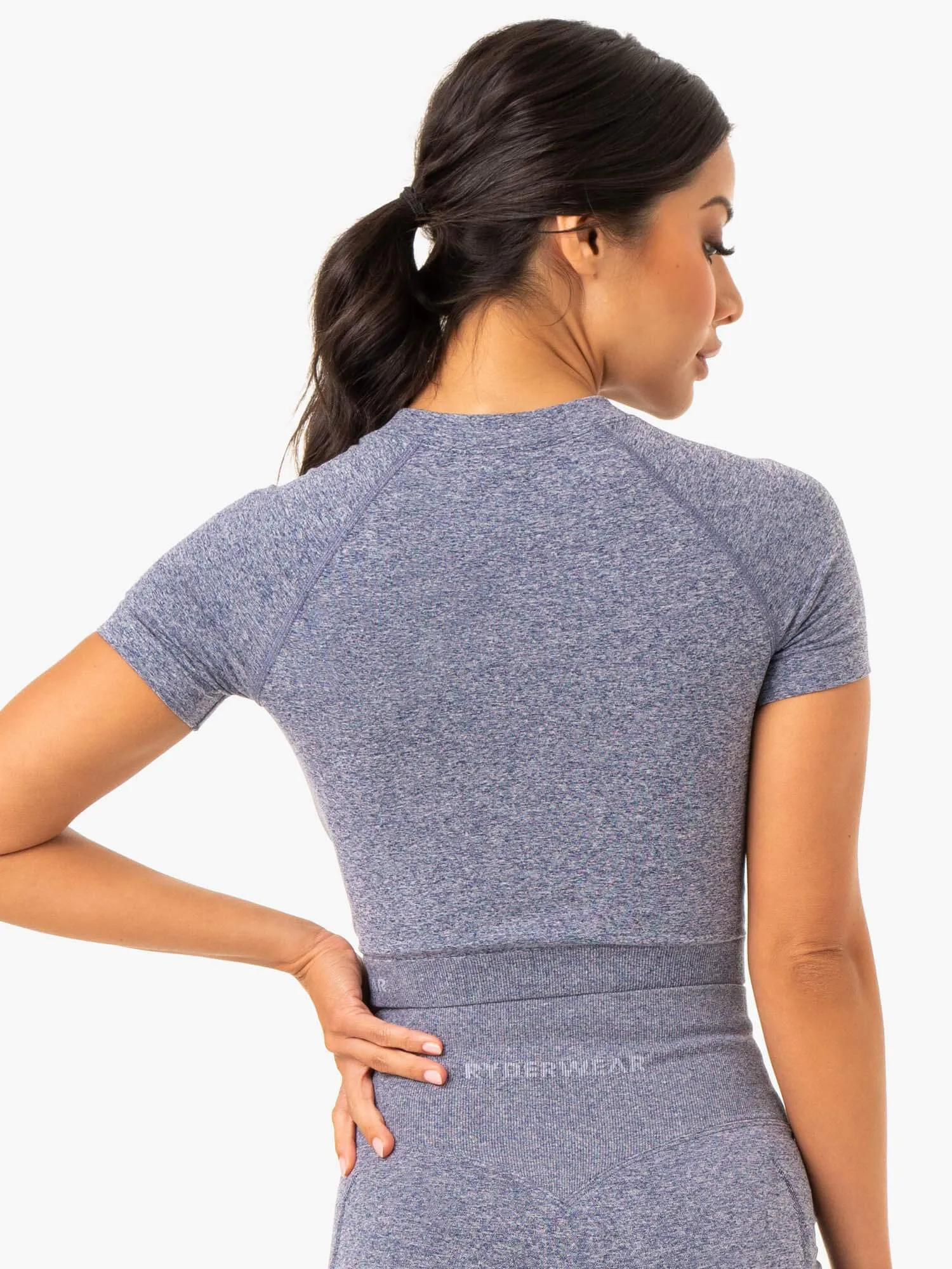 Staples Seamless T-Shirt - Navy Marl Microfiber Blend