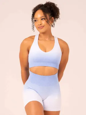 Flex Foam Inserts Body Hugging Contour Ombre Seamless Sports Bra - Cornflower Blue Ombre