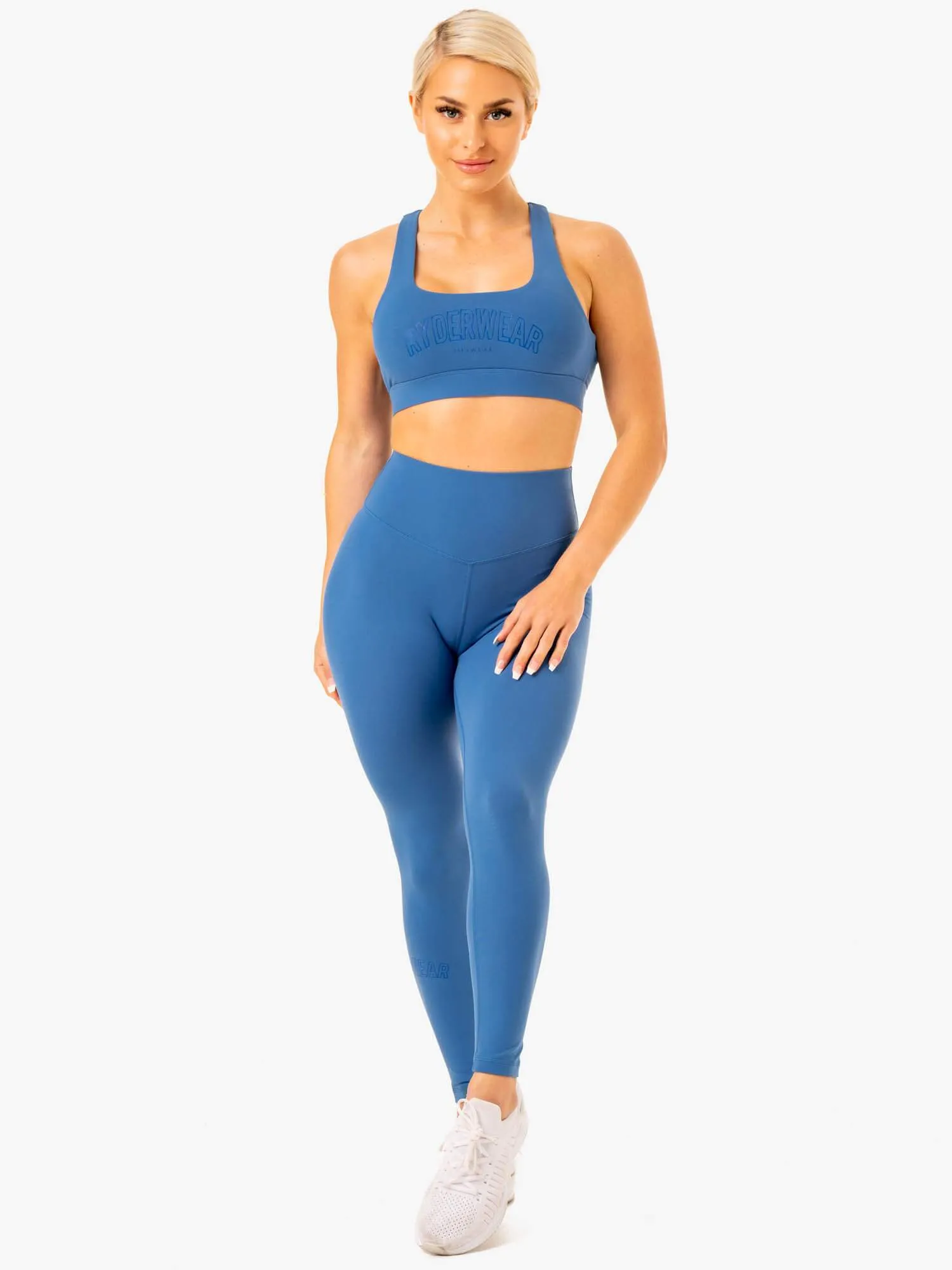 Knockout Racer Back Sports Bra - Blue Invisible stitching seams Cap-sleeved