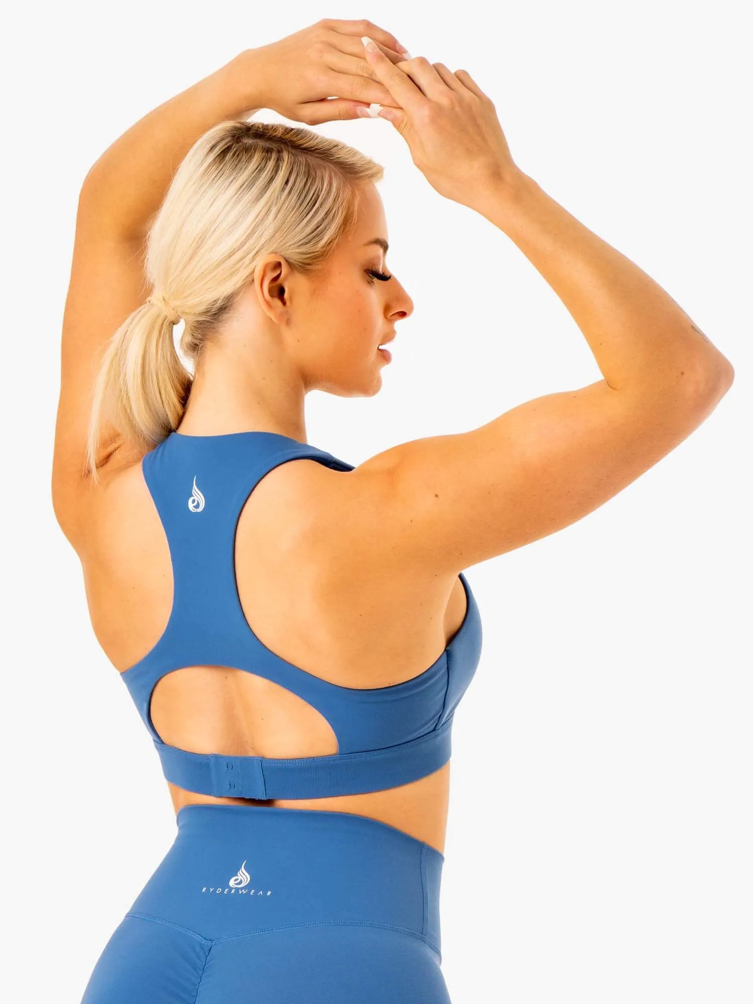 Knockout Racer Back Sports Bra - Blue Full Coverage Design