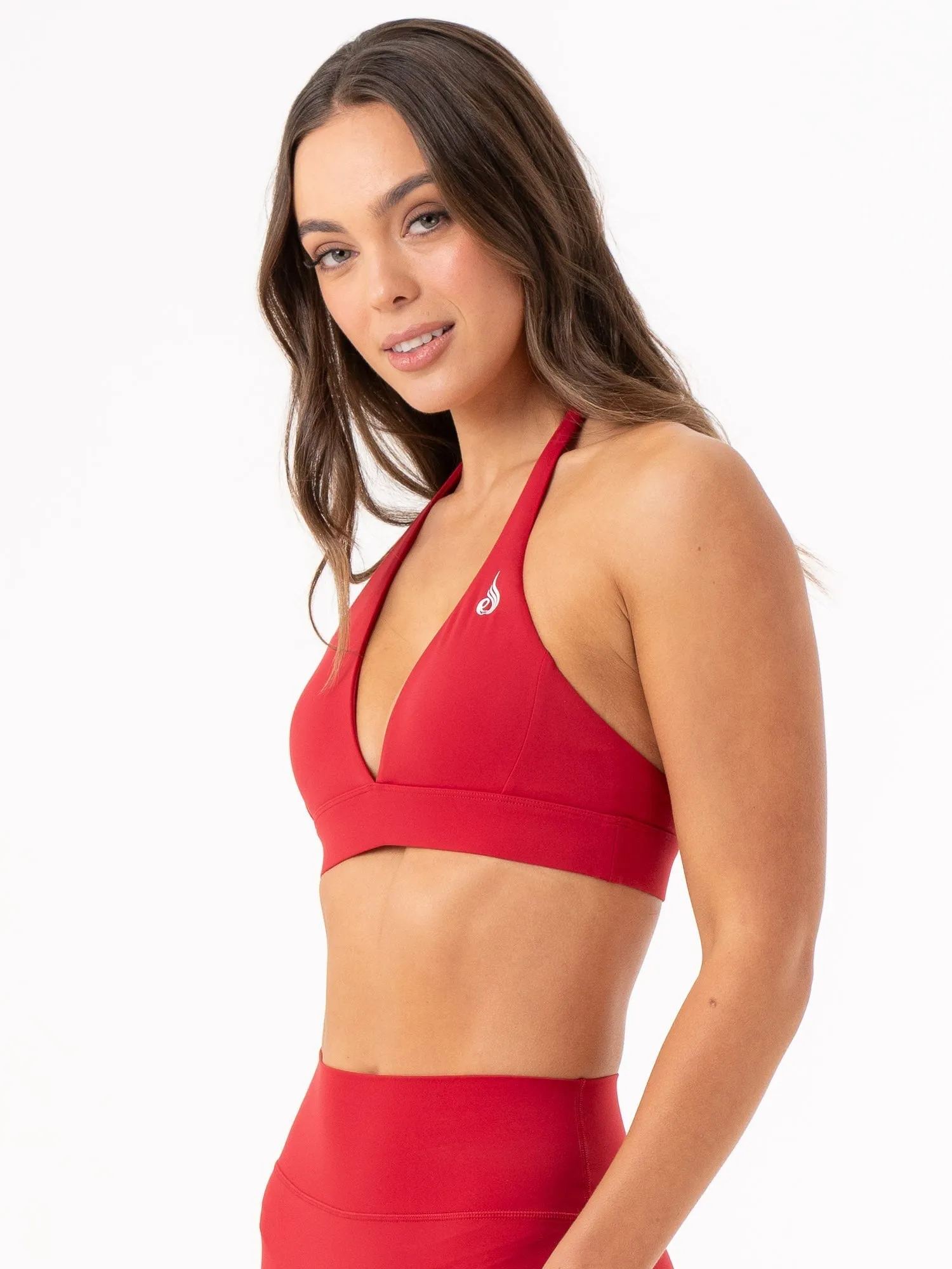 Layered Moisture Control NKD Halter Bra - Cherry Red