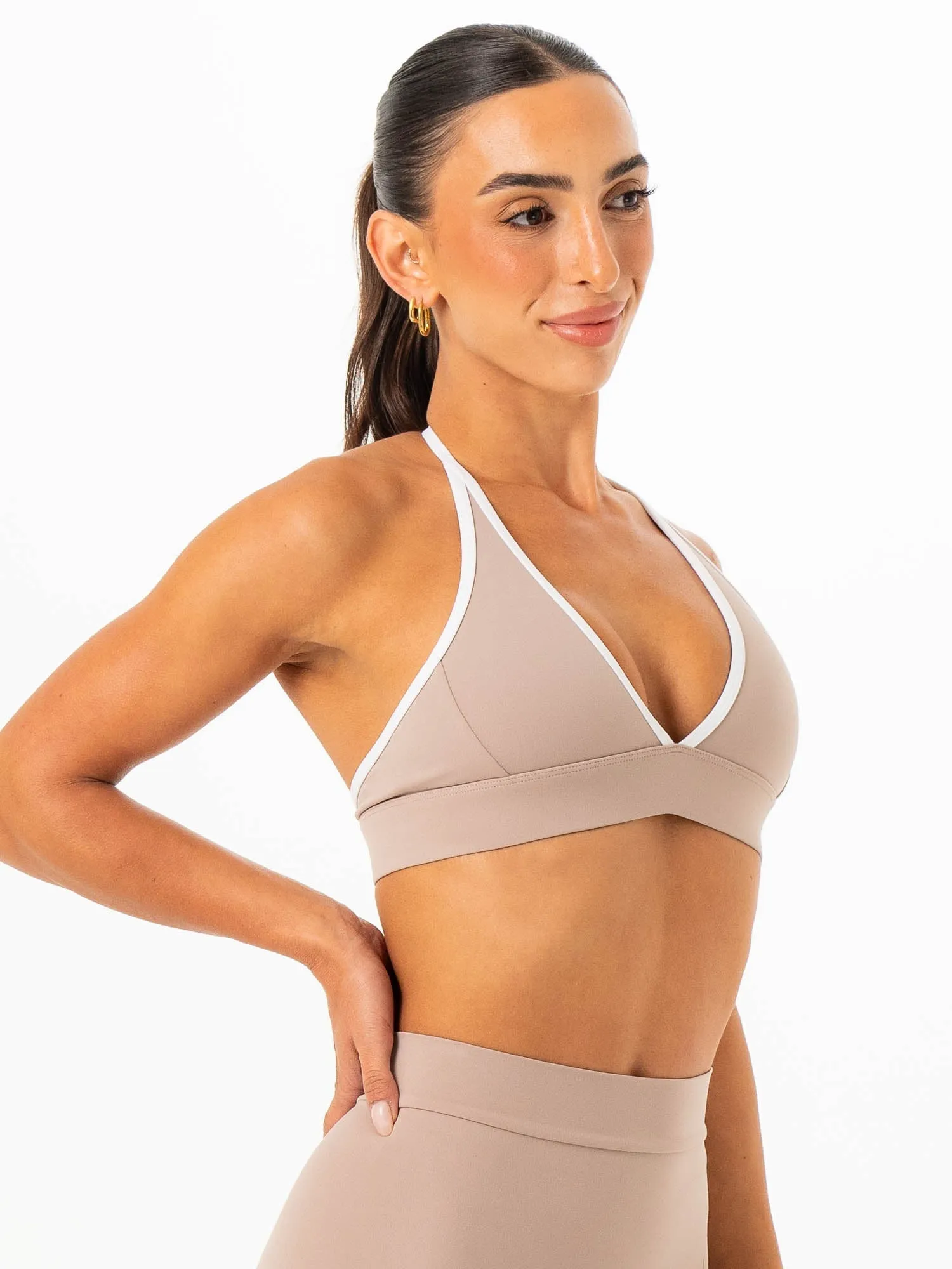 NKD Contrast Halter Bra - Almond Gym members Matching set seams