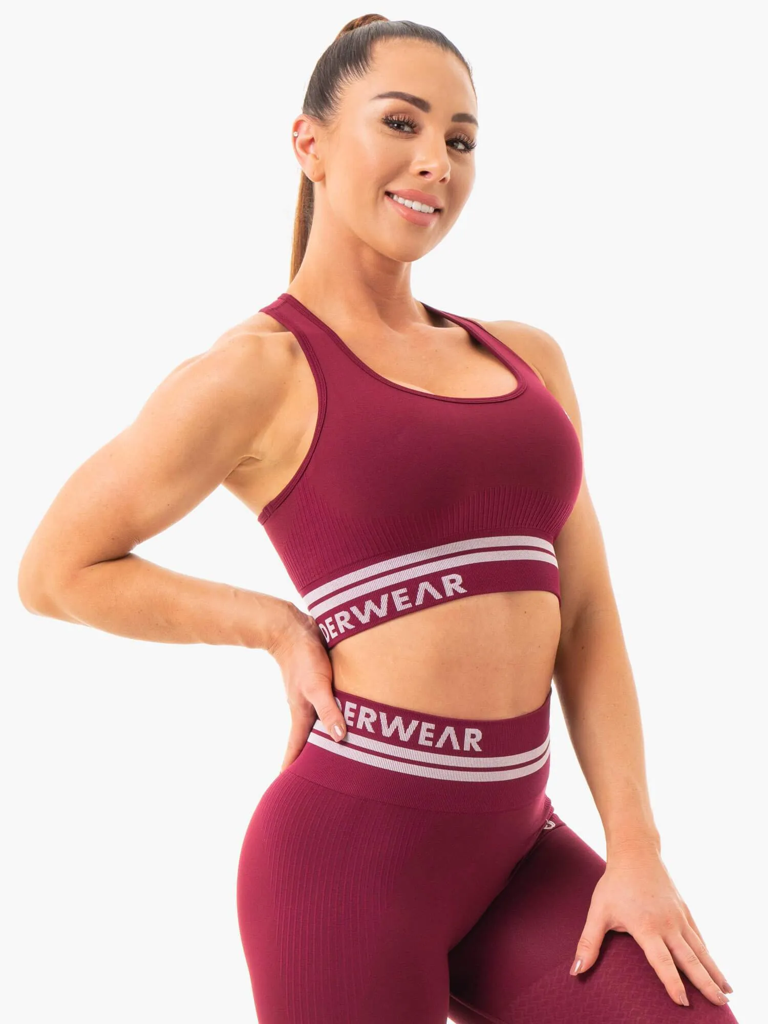 Freestyle Seamless Longline Sports Bra - Burgundy Versatile Band Soft Touch
