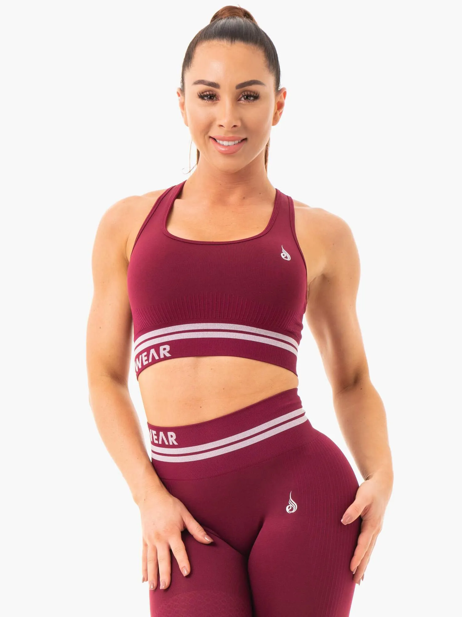 Freestyle Seamless Longline Sports Bra - Burgundy Layered Coverage Design