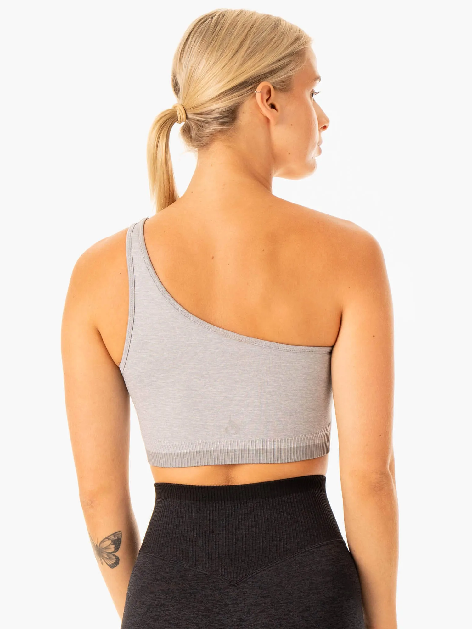 Excel Seamless One Shoulder Sports Bra - Grey Marl Orange