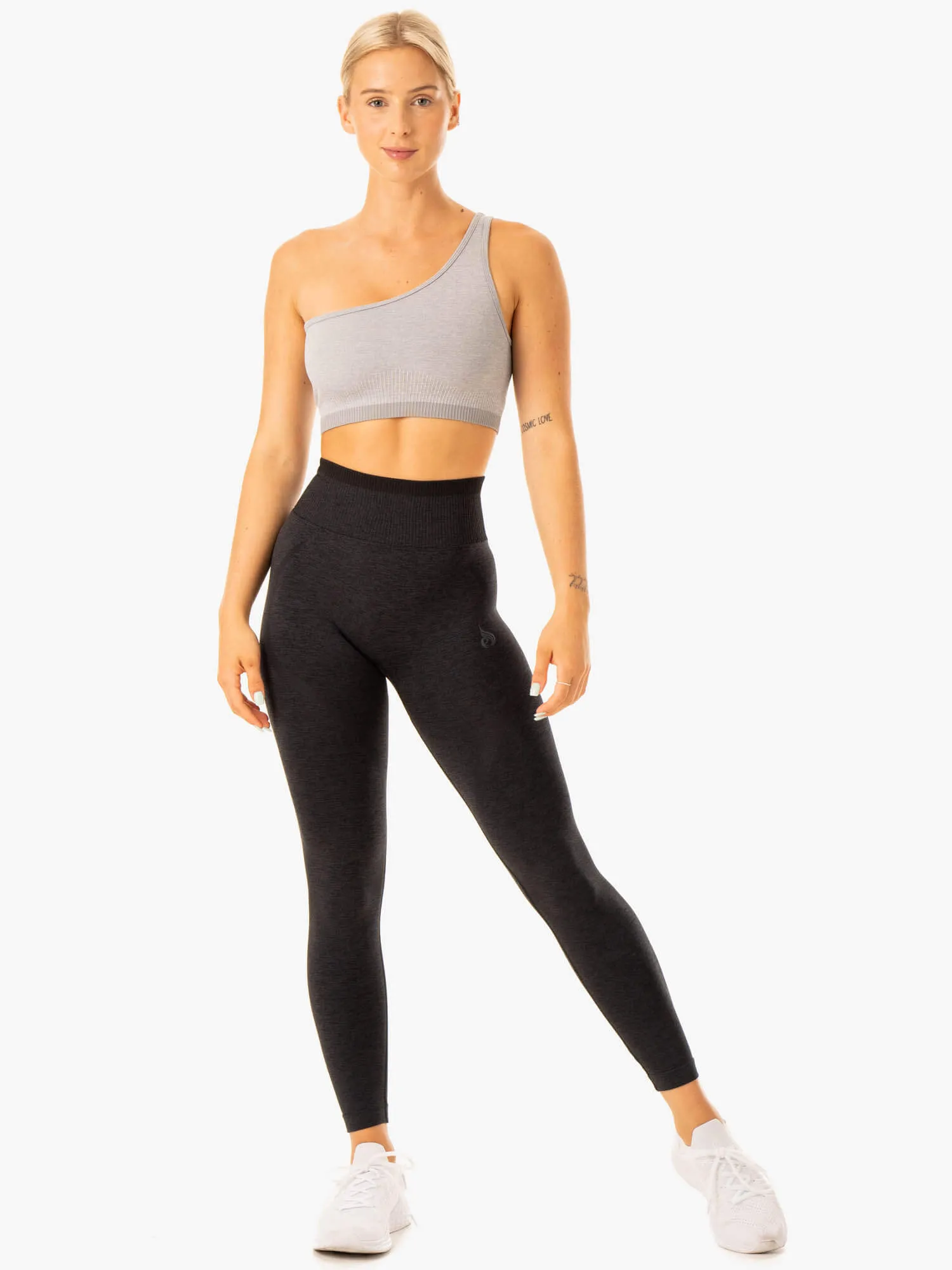 Excel Seamless One Shoulder Sports Bra - Grey Marl Sweat Guard Technology Lightweight Strap