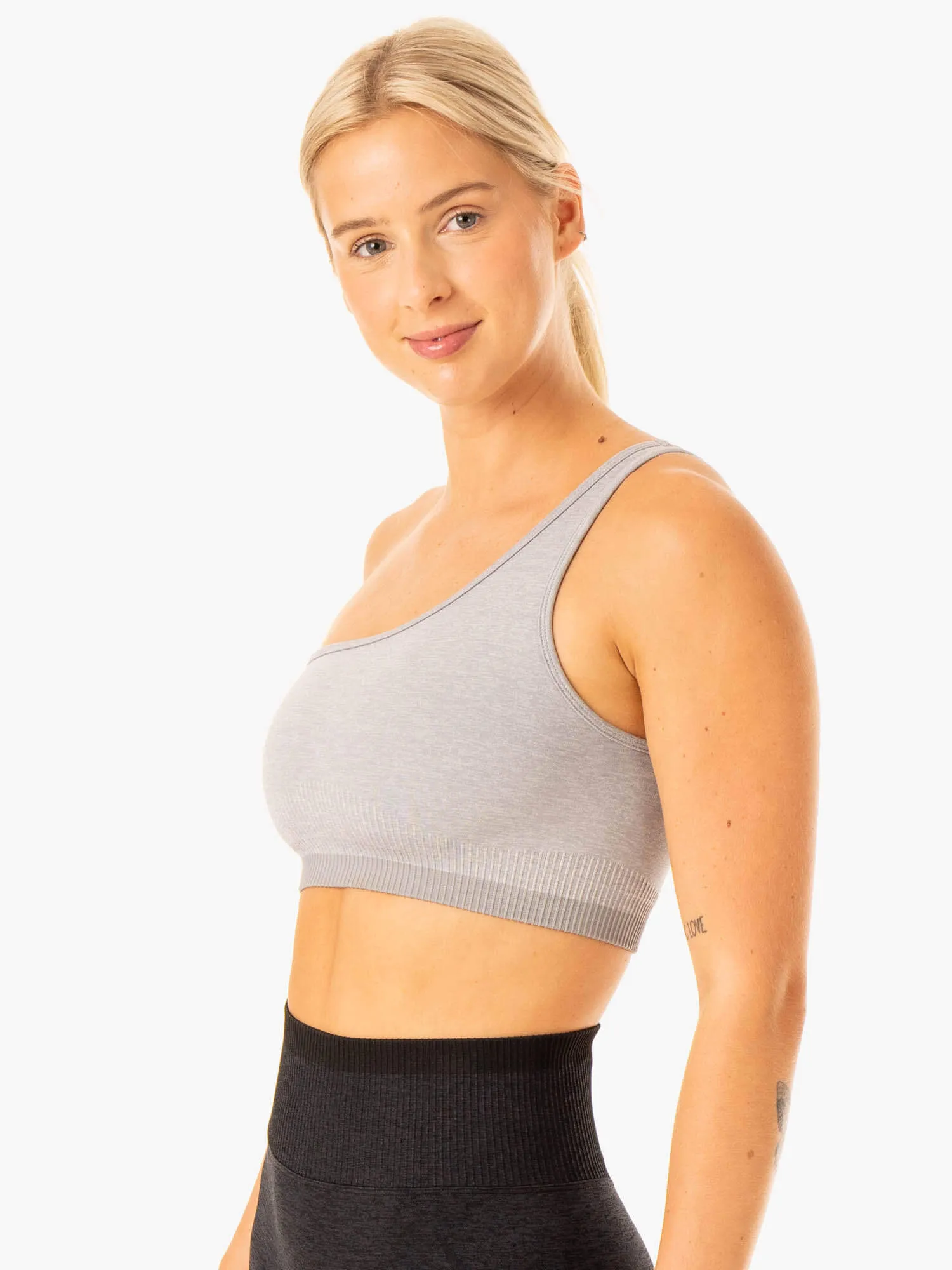 Excel Seamless One Shoulder Sports Bra - Grey Marl Comfortable fit Slim fit seams