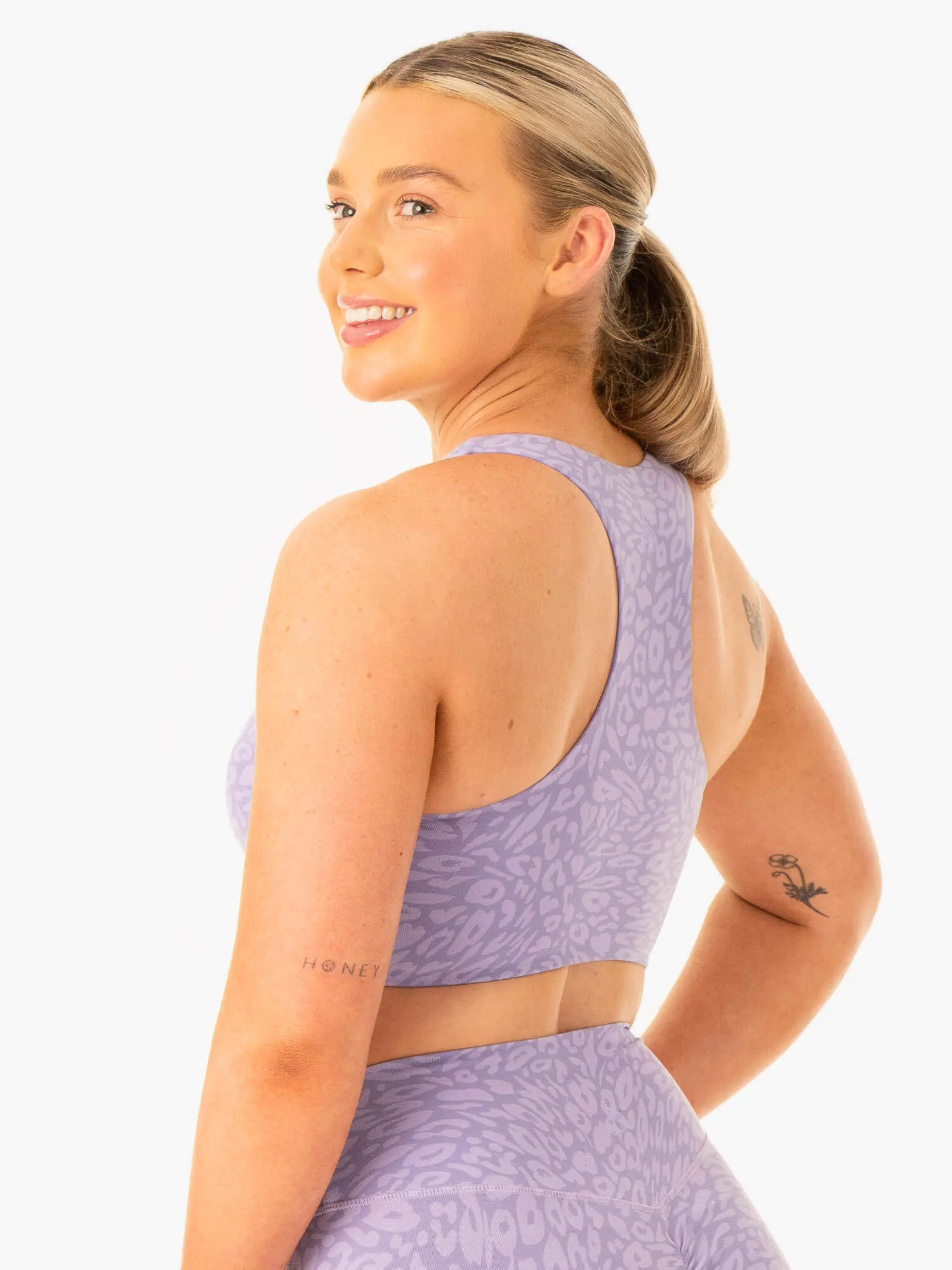 Anti Bacterial Fabric Rotation Sports Bra - Iris Leopard