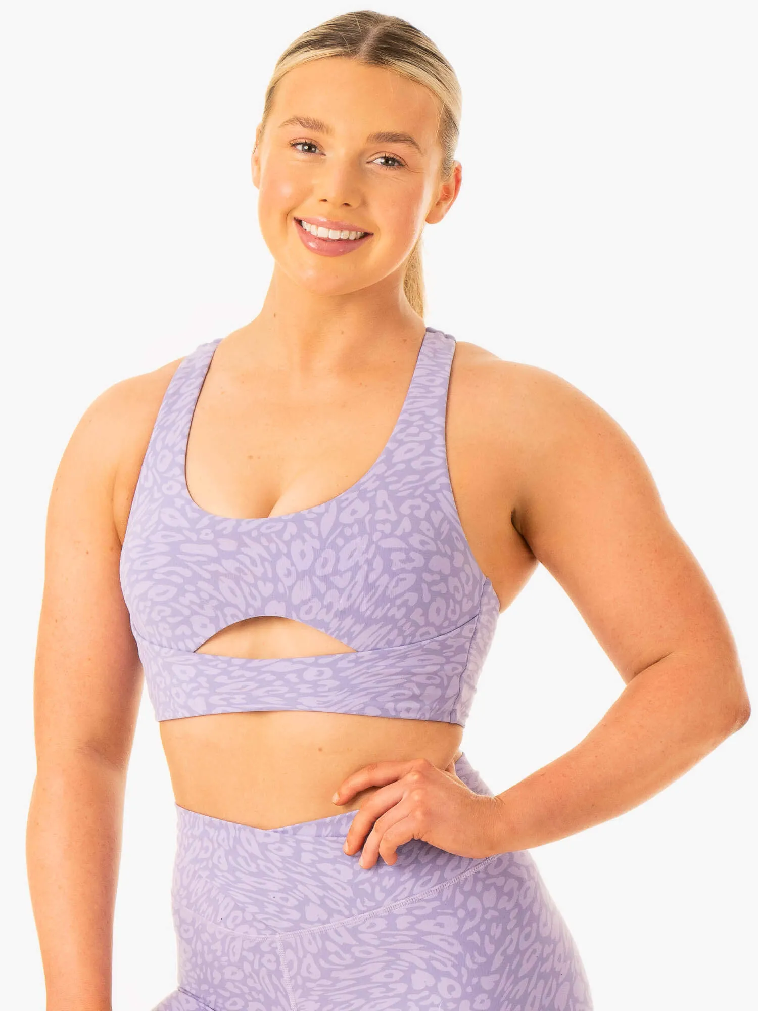Rotation Sports Bra - Iris Leopard Non-Slip Fabric Comfortable