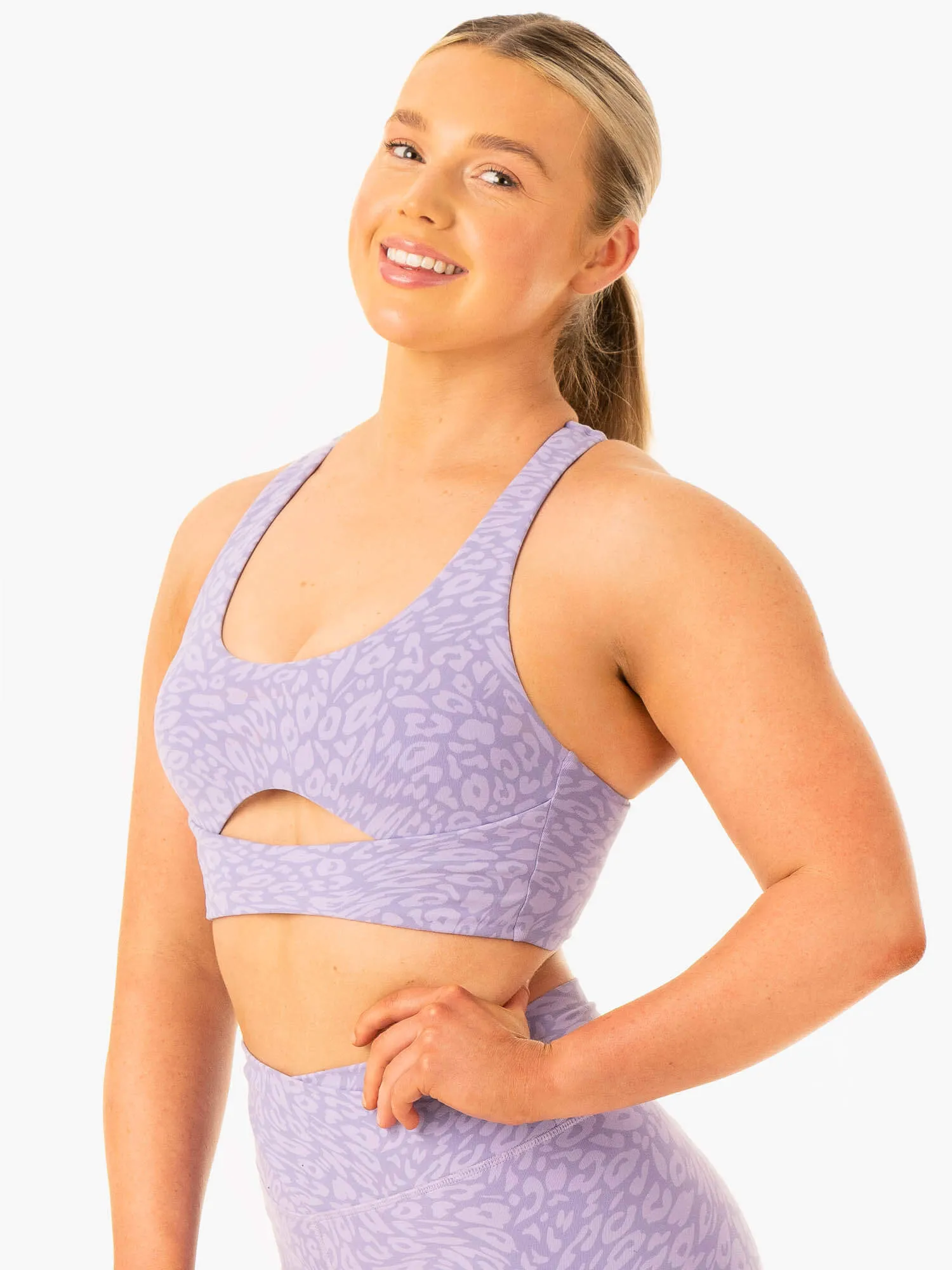 Rotation Sports Bra - Iris Leopard thermal fabric