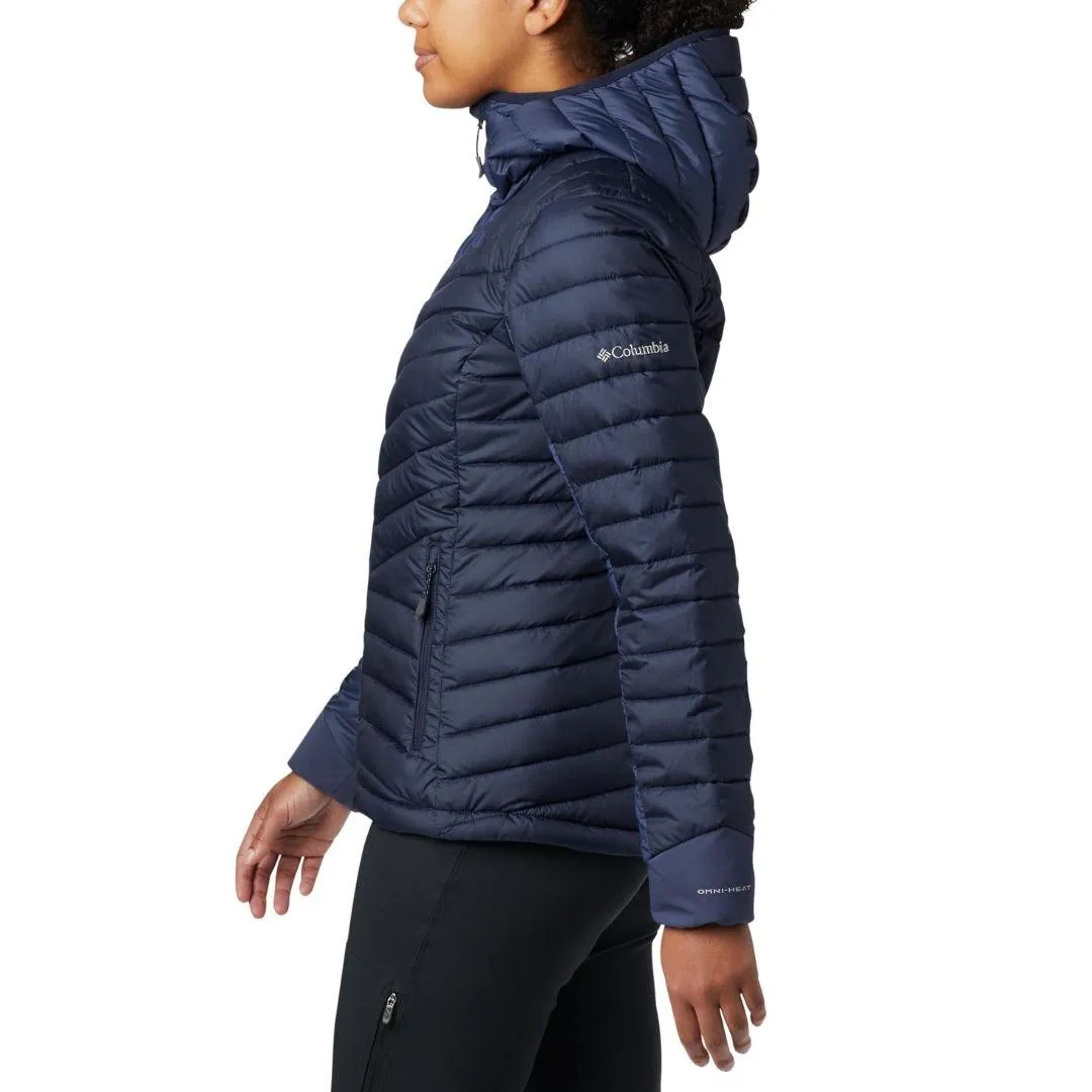 Columbia Women Navy Blue Windgates Hooded Jacket Abrasion Resistant Finish