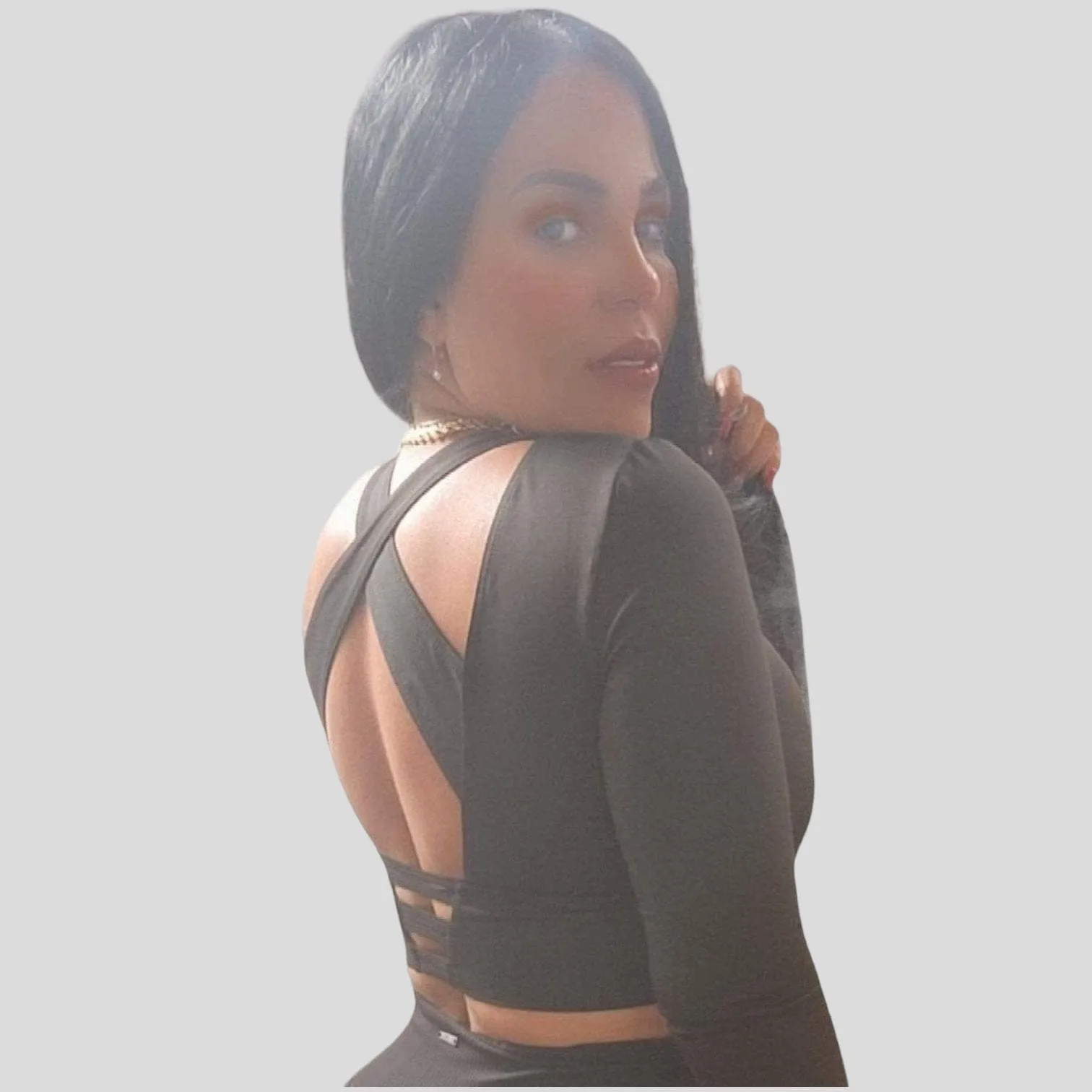 Gatubela long-sleeved sporty t-shirt with cross back sale season