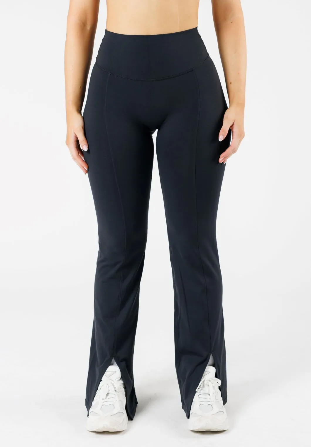 Layered Overlay Design For Men Double Layer FormLux Front Slit Sculptseam? Plus Flare Legging 32" Black