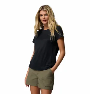Columbia Women Black Zero Rules Light SS Crew (Sun Protection) Effortless Comfort Wear soft look