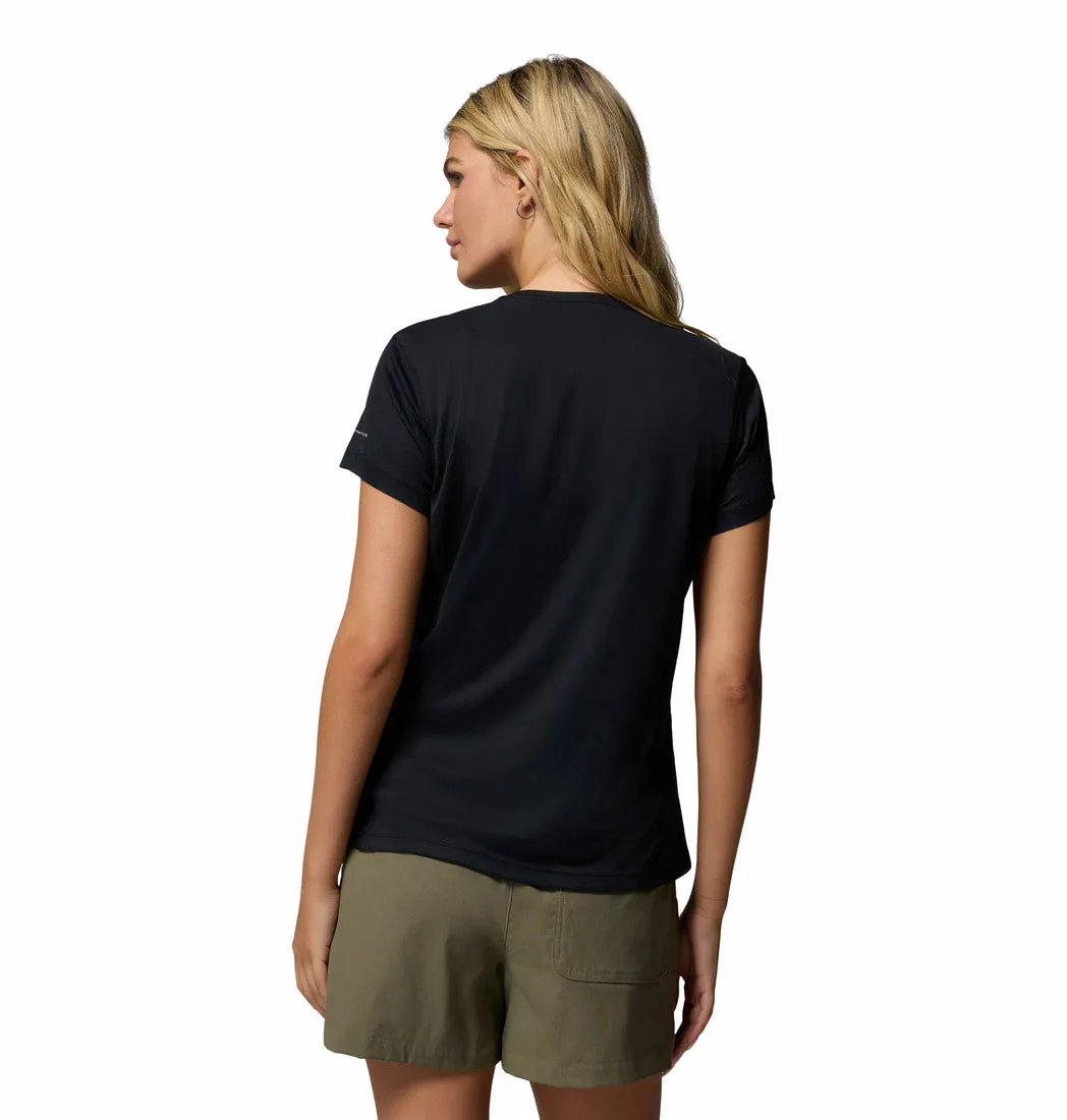 Columbia Women Black Zero Rules Light SS Crew (Sun Protection) Daily Casual Buttery Soft Fabric