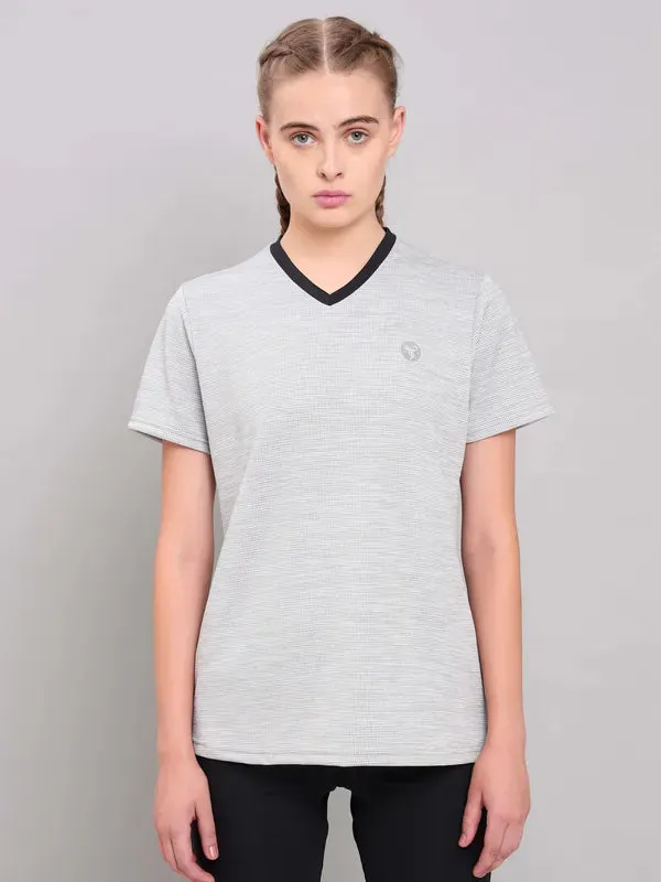 Minimalist Comfort Women Solid Slim Fit V Neck T-shirt with DOUBLE COOL