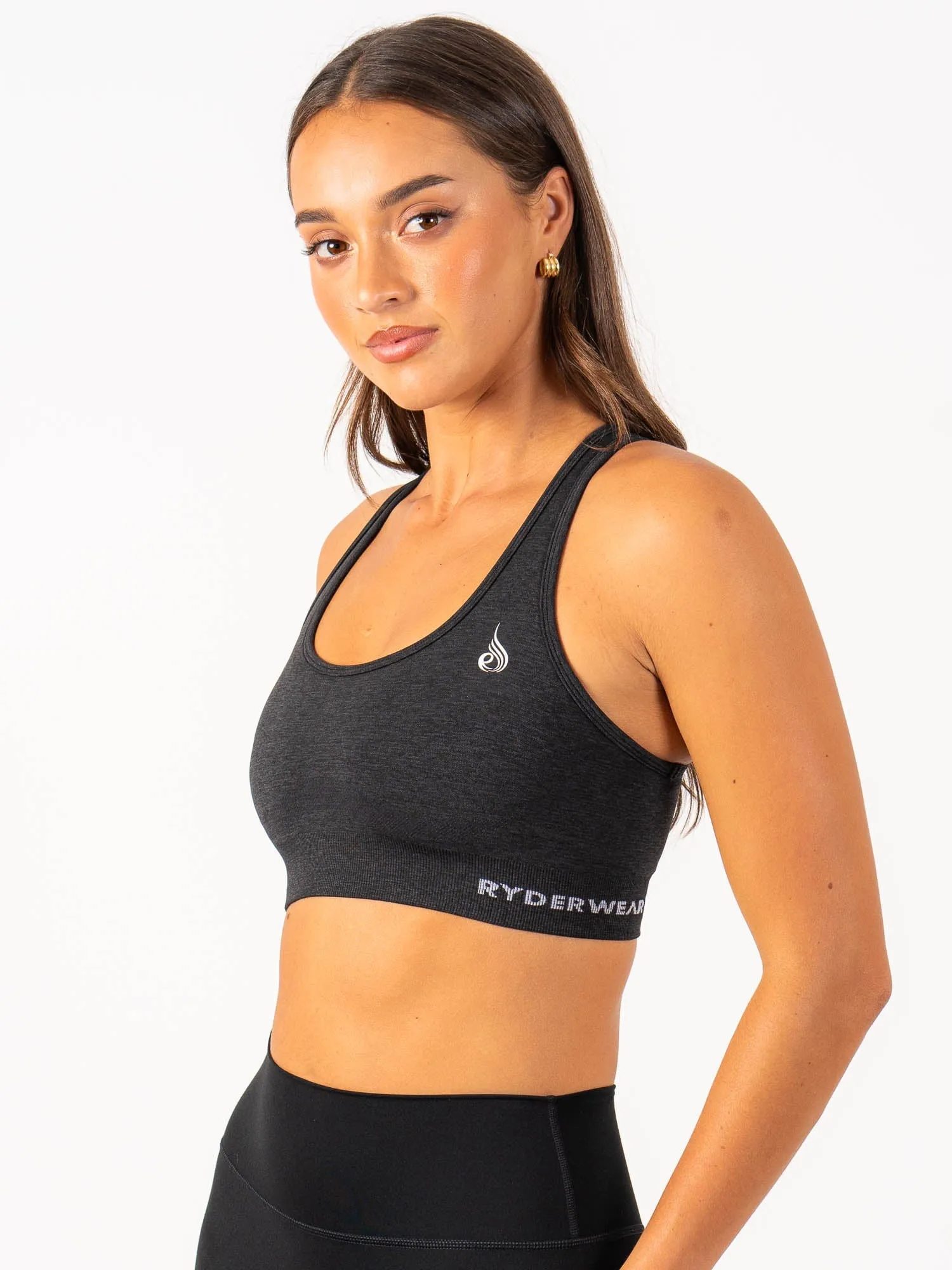 versatile material Staples Seamless Racer Back Sports Bra - Black Marl