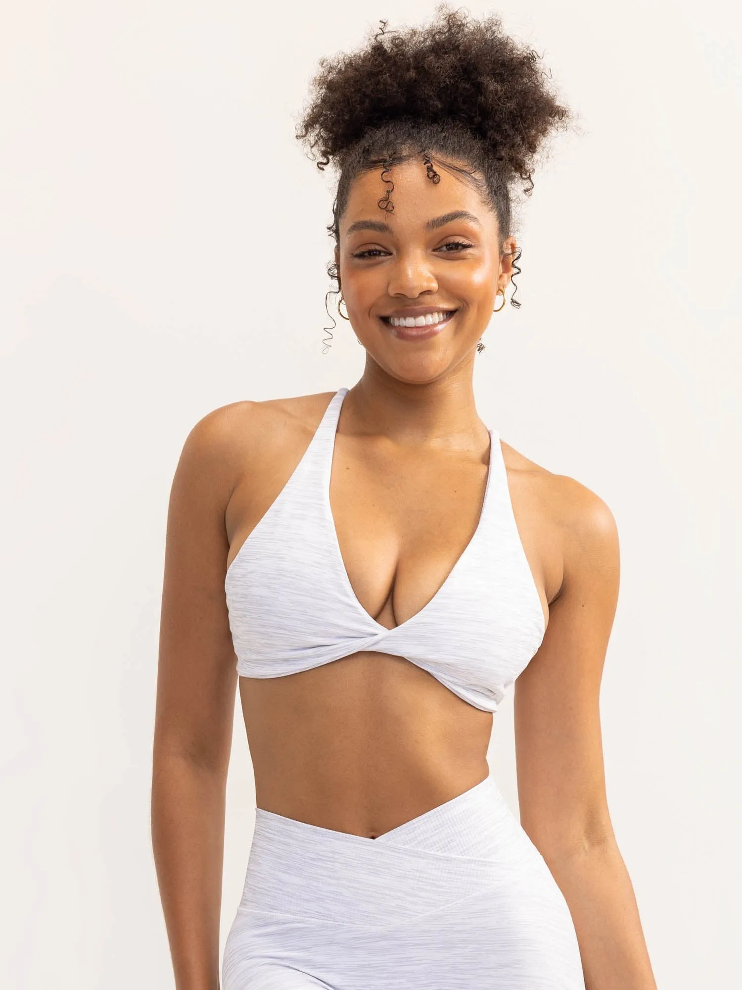 Polyester fabric Easy Material Activate Twist Sports Bra - Snow Grey Marl