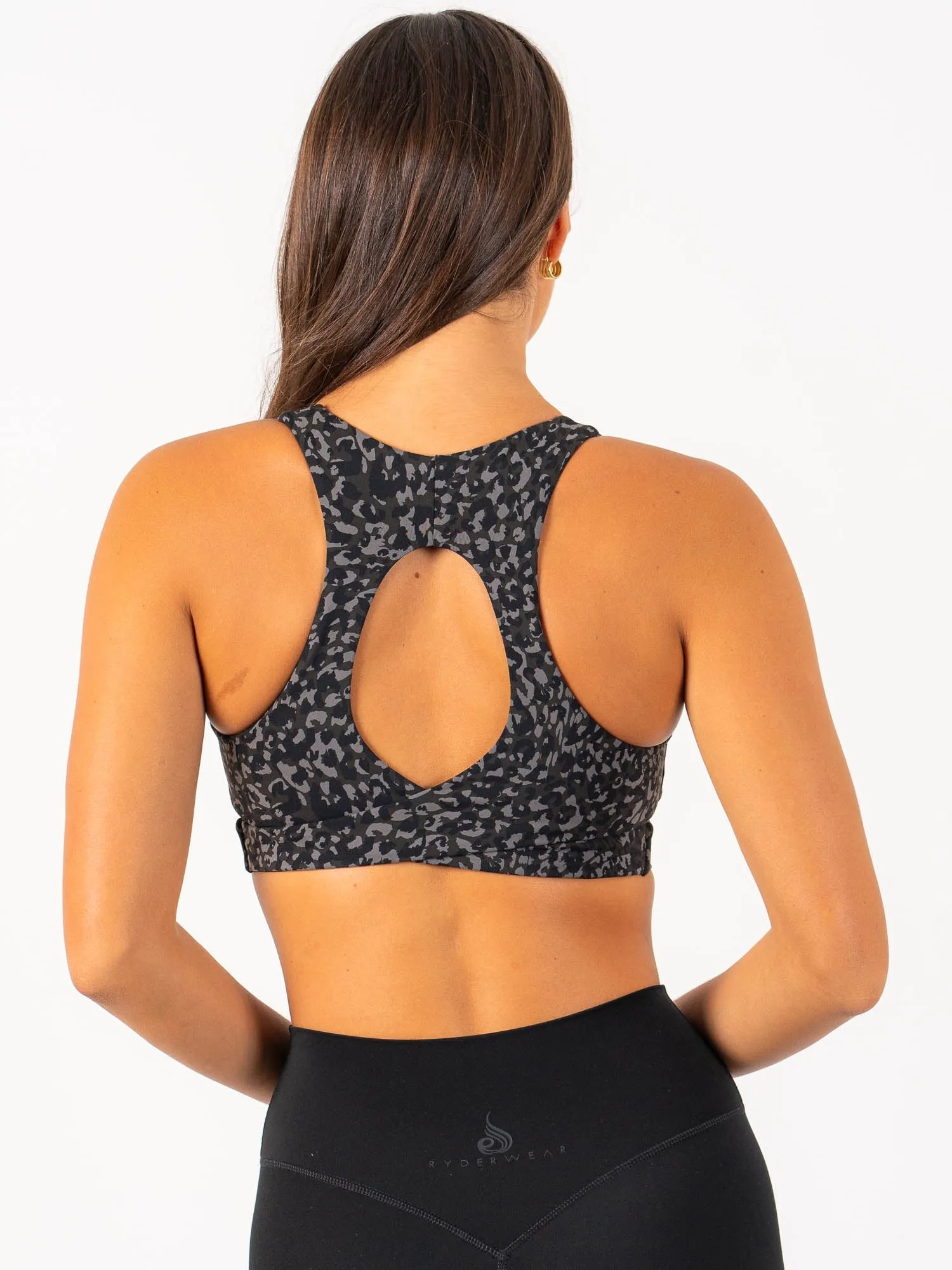 Lightweight Underwear Thin Straps Empower Sports Bra - Black Leopard