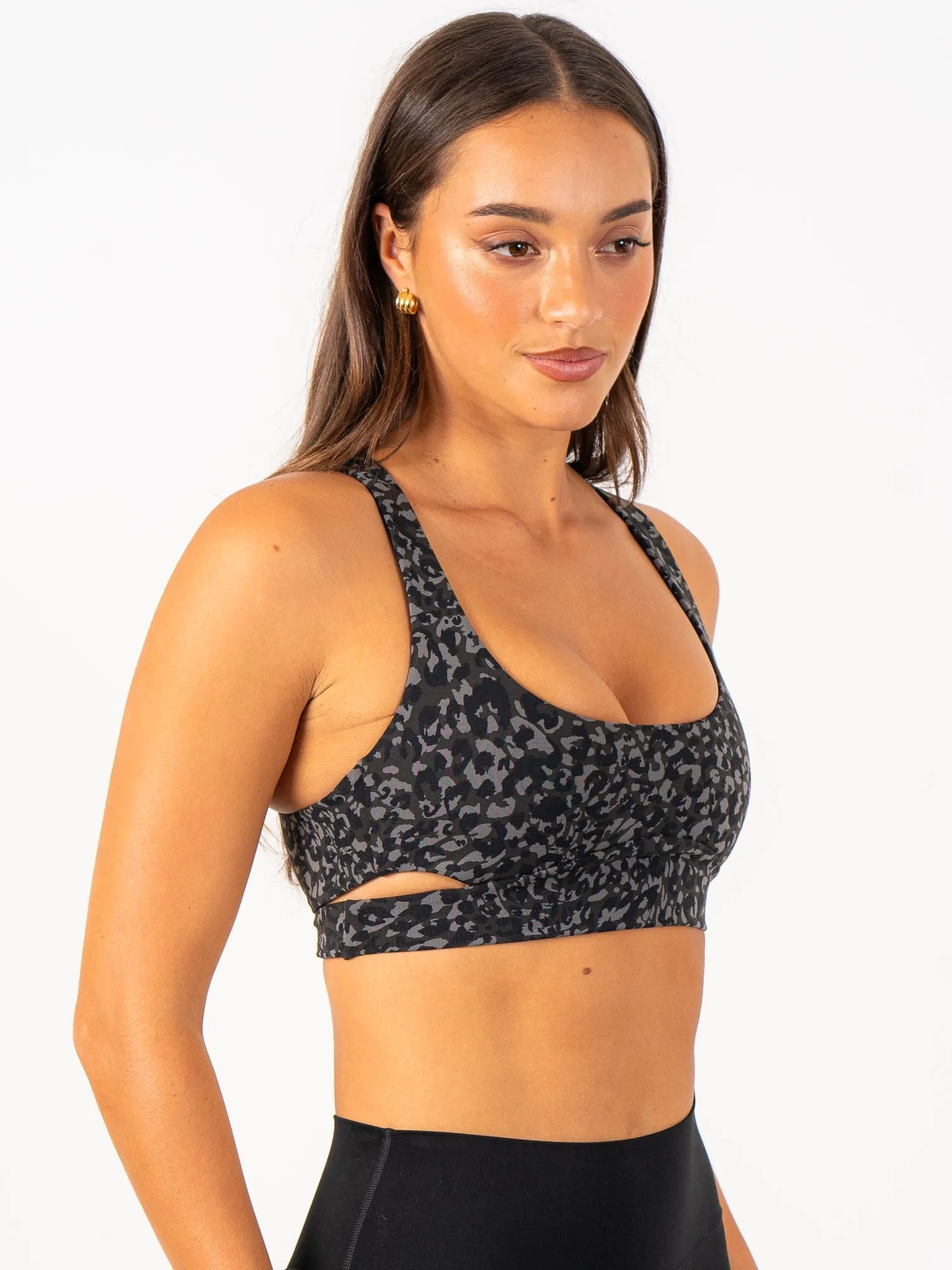 Sustainable workout gear Durable Fit Empower Sports Bra - Black Leopard
