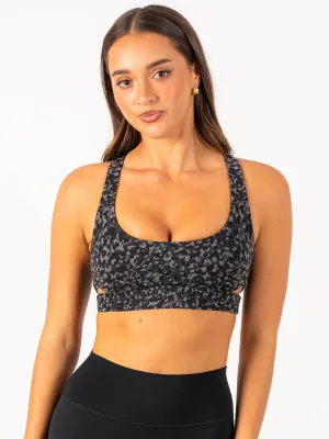 Hook-and-eye closure Empower Sports Bra - Black Leopard