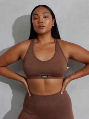 Circuit Rib Seamless Sports Bra - Chocolate performance enhancement