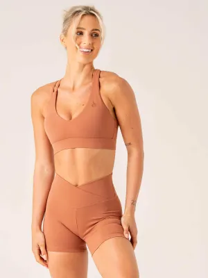 Momentum V-Neck Sports Bra - Clay Secure Band