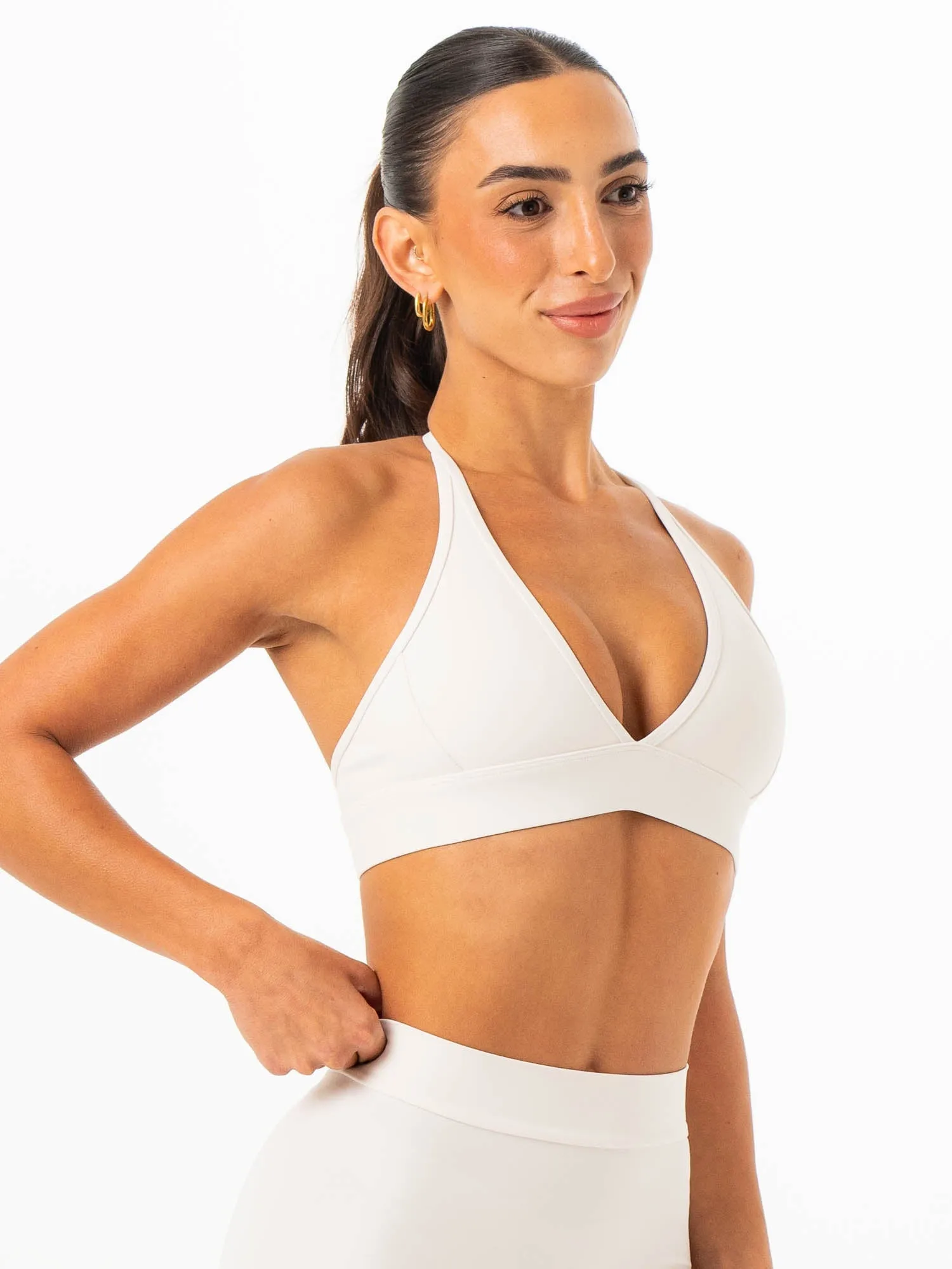 Flexible Band NKD Contrast Halter Bra - Vanilla