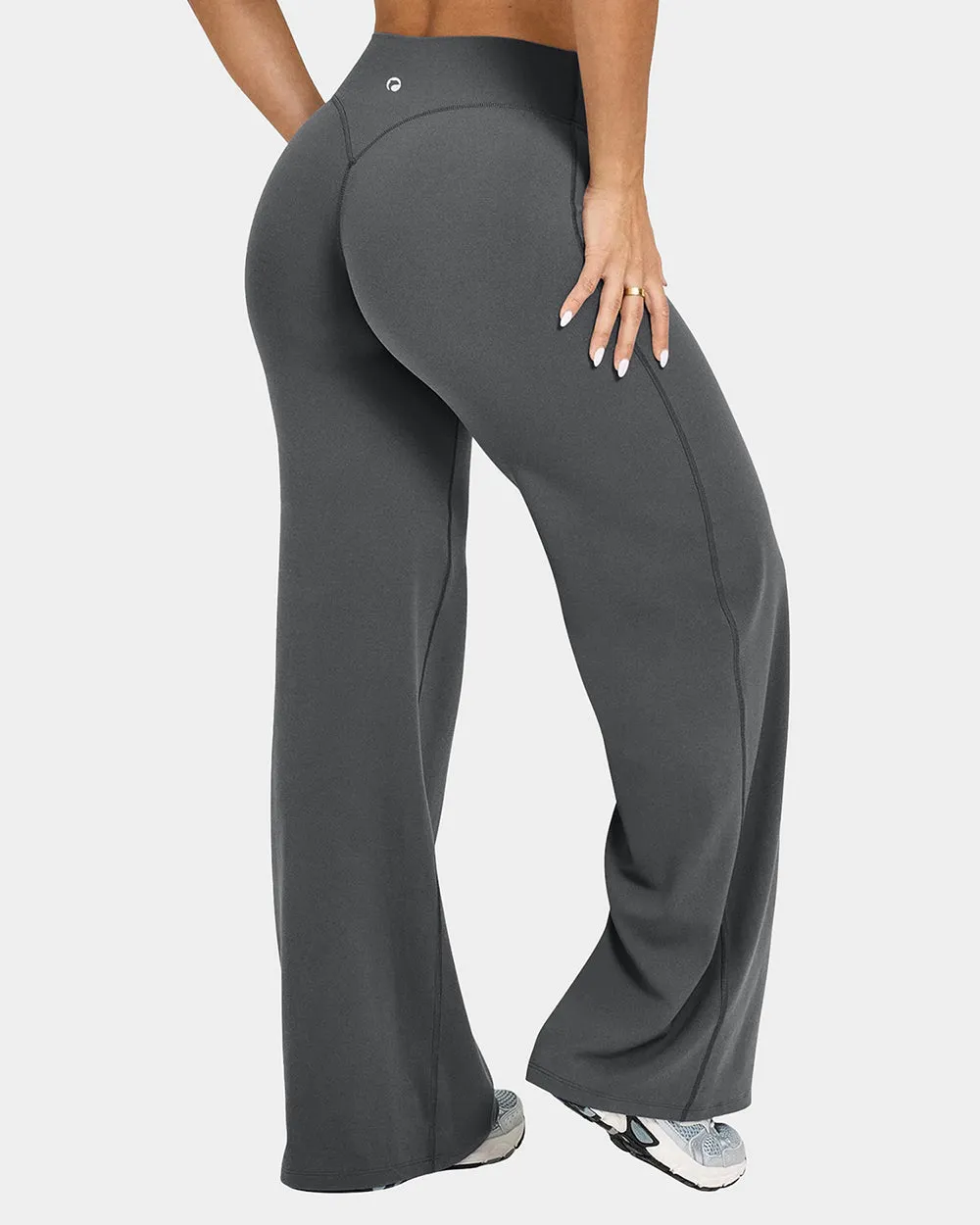 High Waist Stretch Casual Soft Straight Leg Bottoms Layered Overlay Design Durable Elastic