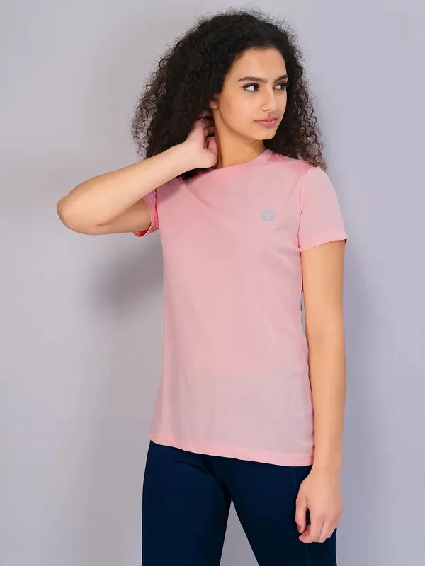 Versatile Top Practical Design Women Solid Slim Fit Crew Neck T-shirt with TECHNO COOL