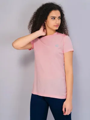 Casual Vibes Minimalist Stitching Women Solid Slim Fit Crew Neck T-shirt with TECHNO COOL