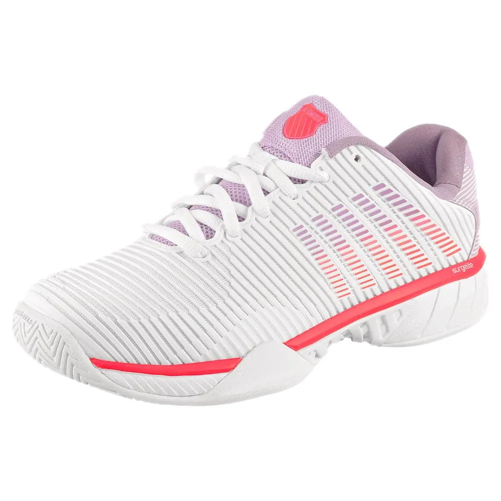 Heel Lock Technology Shock Resistance K-Swiss Women's Hypercourt Express 2 - White/Orchid Petal