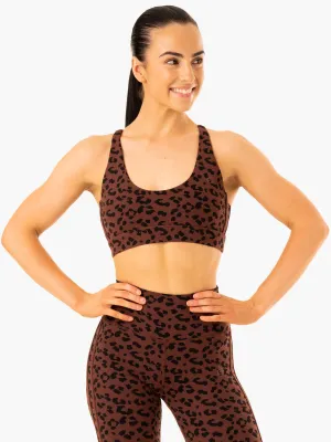 Evolution Sports Bra - Chocolate Leopard Lightweight Fit Spandex