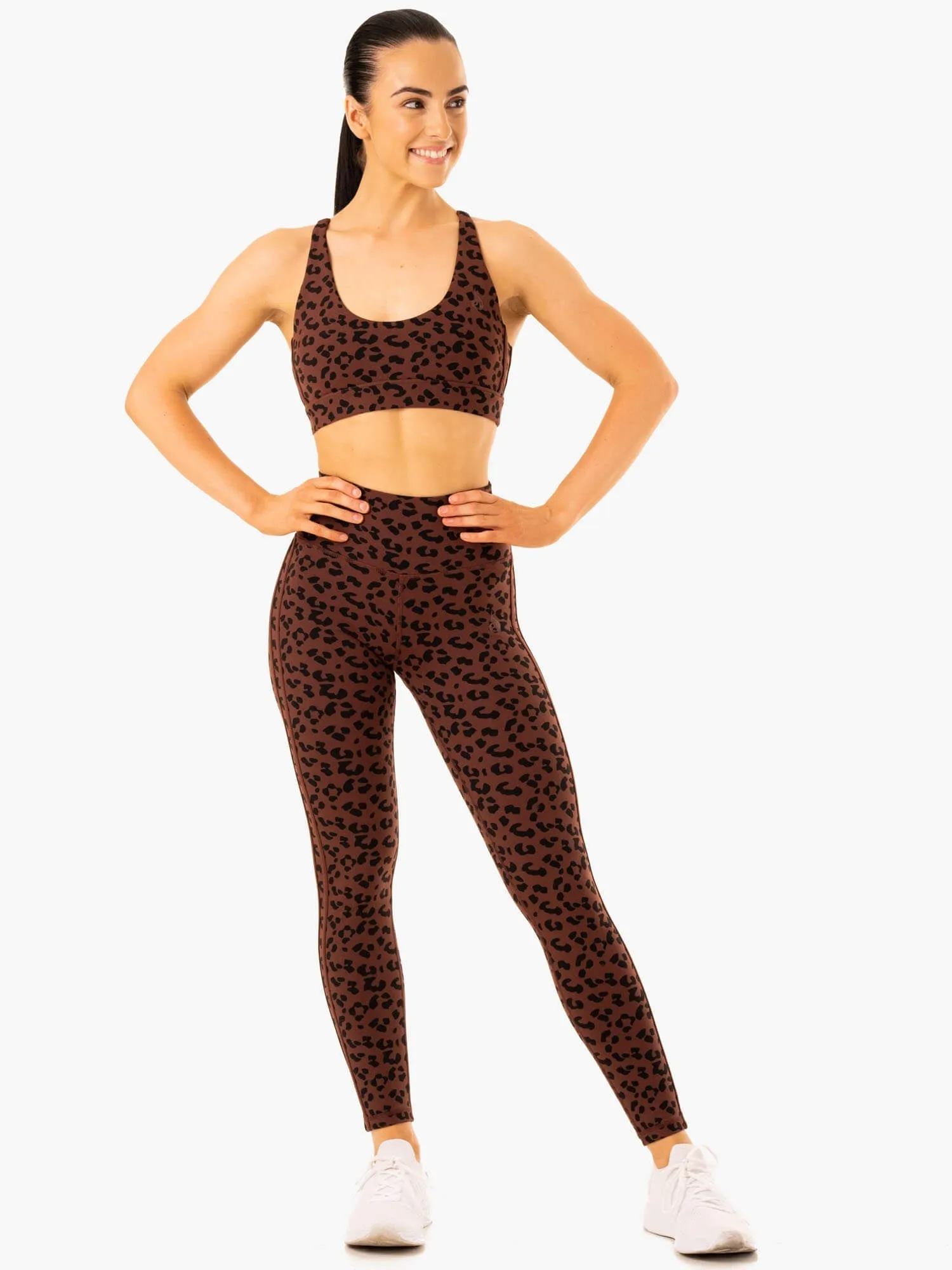 Durable Stitching Breathable Lingerie Evolution Sports Bra - Chocolate Leopard