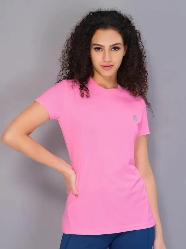 Cozy and Light Women Solid Slim Fit Crew Neck T-shirt with TECHNO COOL