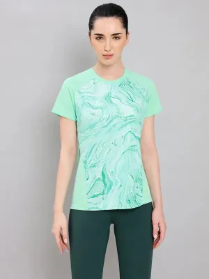 vacation wear Women Abstract Print Slim Fit Crew Neck T-shirt with TECHNO COOL 