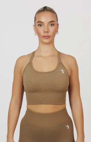 Form Seamless Strappy Sports Bra - Cocoa Beige Essential Fit Core Comfort