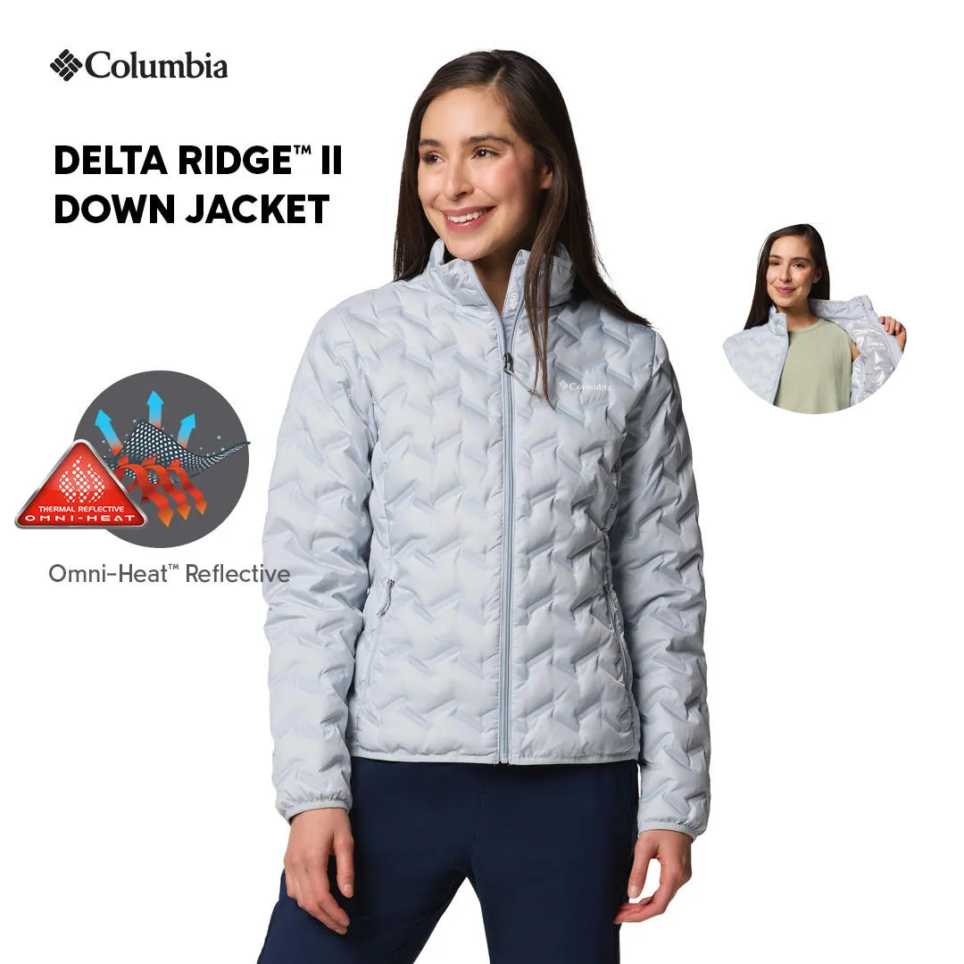 Columbia Women Grey Delta Ridge II Down Jacket Preserve Slim Fit Cut